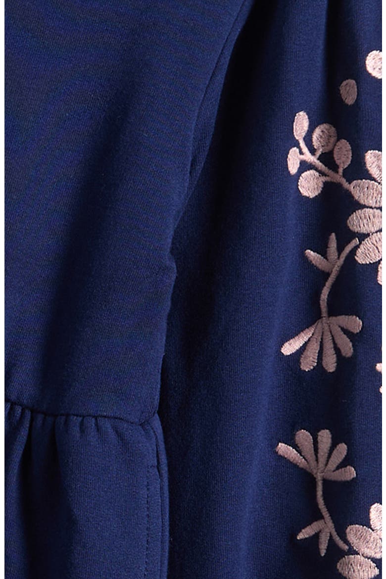 Embroidered Sleeve A-Line Dress, Alternate, color, DENIM BLUE