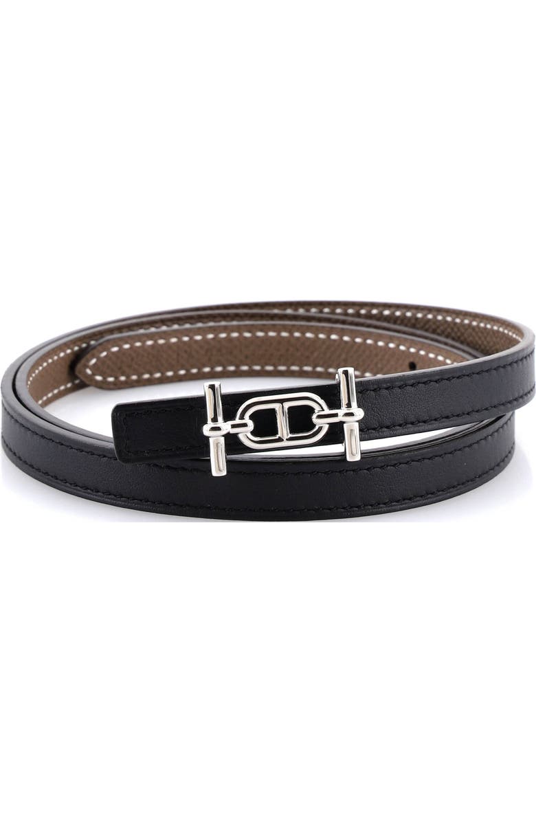 Pre-Owned Hermes Ancre Reversible Belt Leather Thin, Main, color, Black