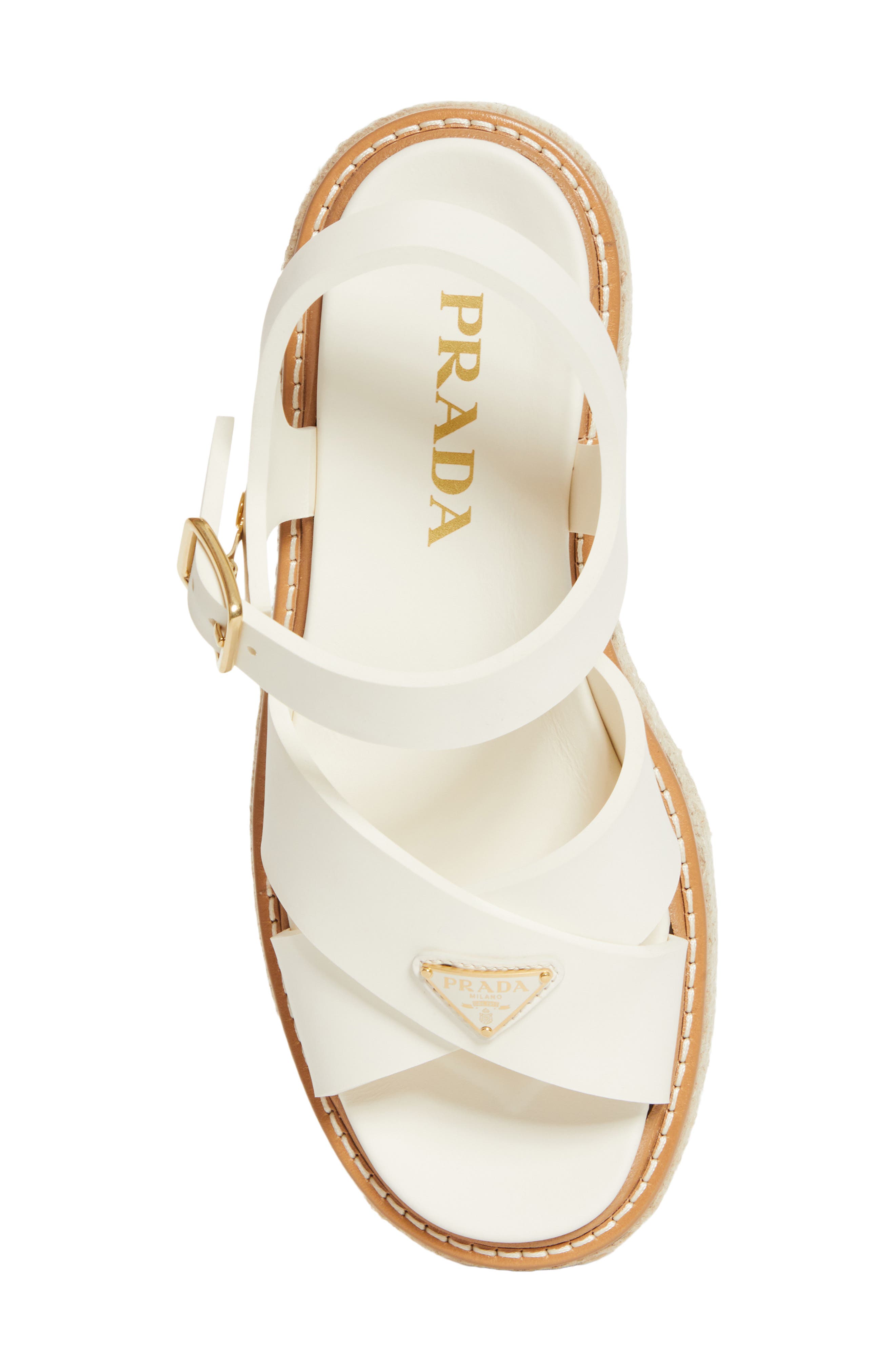 Prada Stride Flow Espadrille Platfrom Sandal, Alternate, color, Avorio