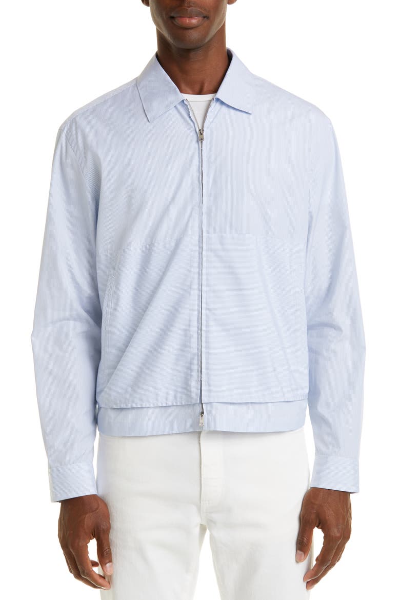 Trofeo Microstripe Comfort Fit Overshirt, Main, color, WHITE/ LIGHT BLUE