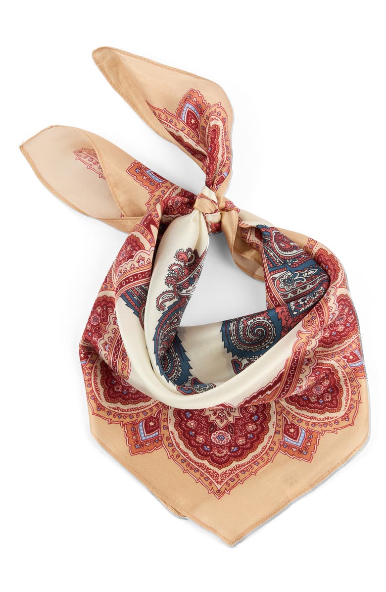 Viens Avec Moi Paisley Mini Silk Scarf, Alternate, color, 
