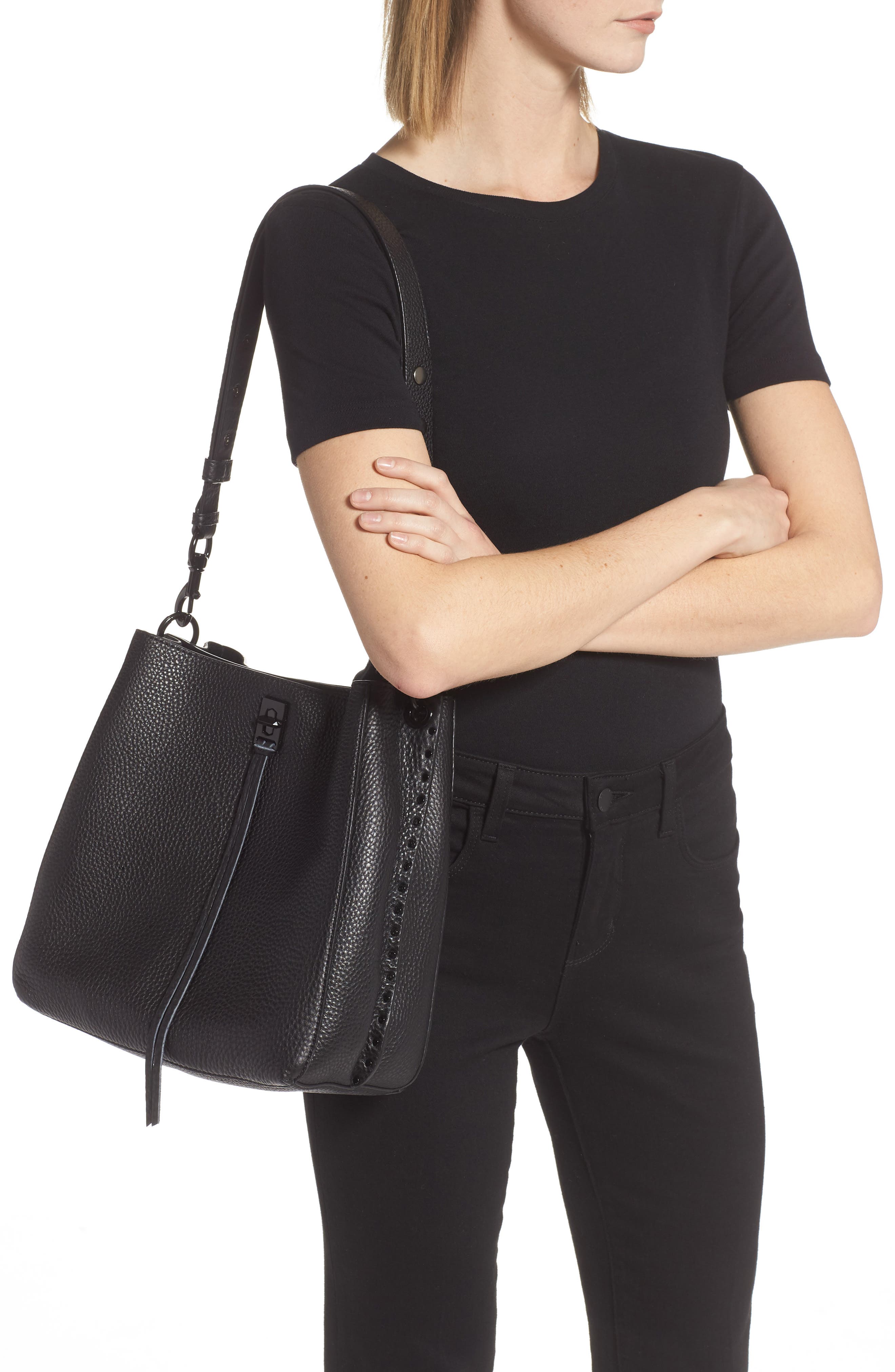 Rebecca Minkoff Darren Deerskin Leather Shoulder Bag, Alternate, color, 