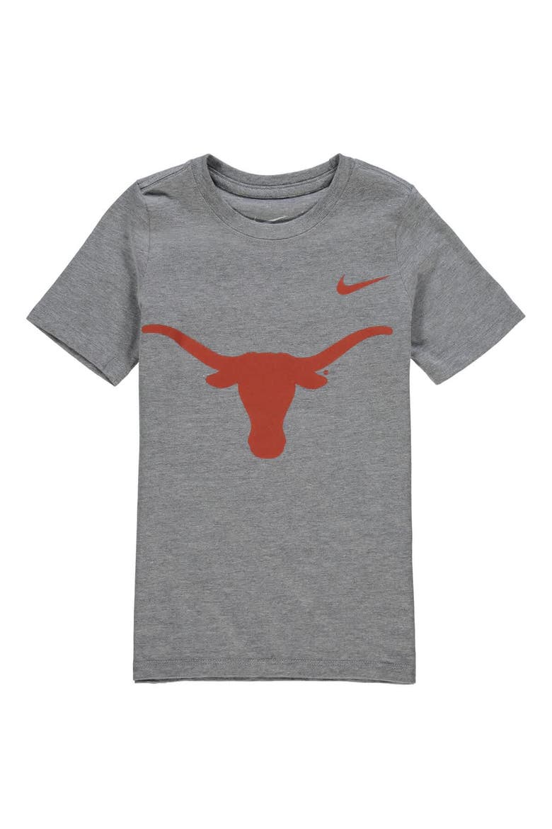 Preschool Nike Charcoal Texas Longhorns Logo T-Shirt, Main, color, Heather Gray