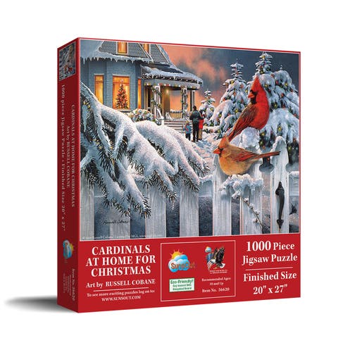 Cardinals at home for Christmas 1000 piece Jigsaw Puzzle for Adults