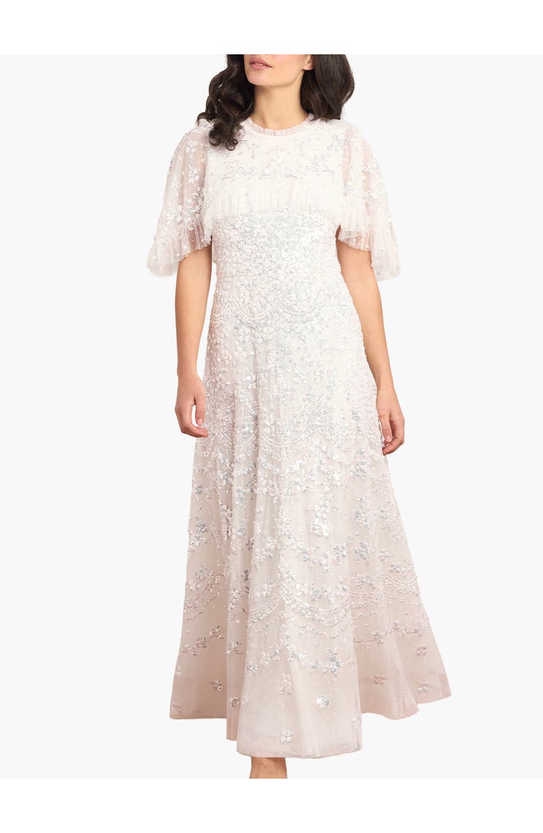 Needle & Thread Freya Cape Ankle Gown, Main, color, Swan White