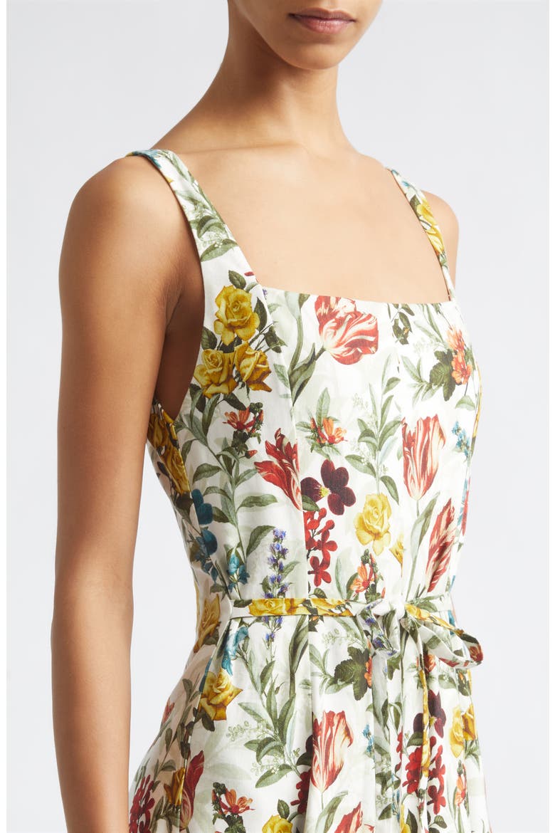 Polly Floral Linen Blend Maxi Dress, Alternate, color, DESERT SPRIGS VANILLA