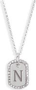 MESHMERISE Diamond Initial Dog Tag Pendant Necklace