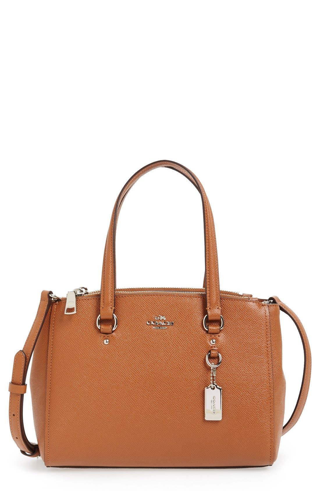 'Stanton 26' Crossgrain Leather Mini Zip Carryall Bag, Main, color, SADDLE