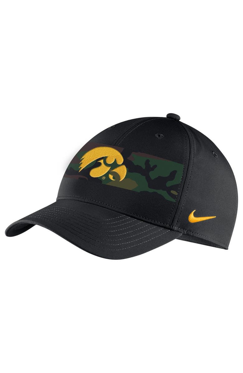 Nike Men's Nike Black Iowa Hawkeyes Military Pack Camo Legacy91 Adjustable Hat, Main, color, Black