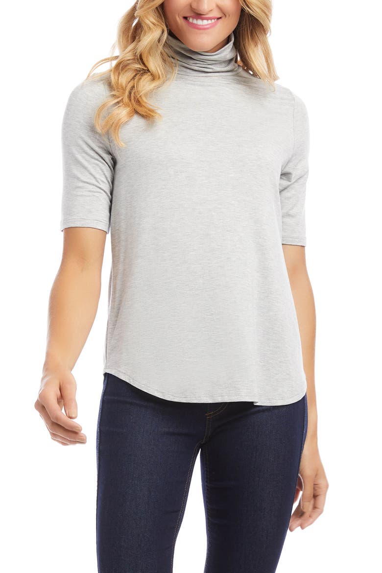 Pencil Sleeve Turtleneck, Main, color, LIGHT HEATHER GREY