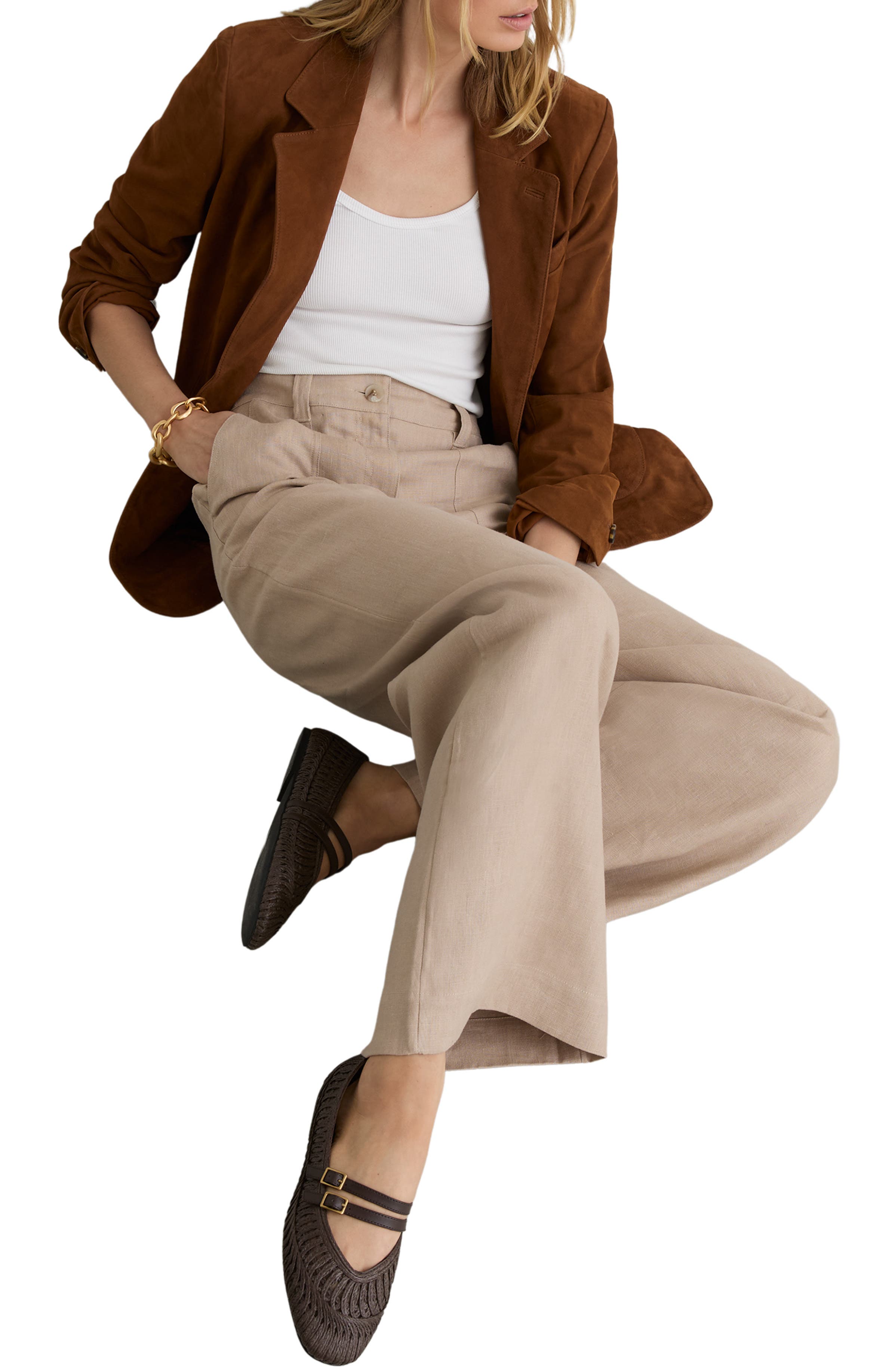 Reiss Elizabeth Mary Jane Flat, Alternate, color, Chocolate