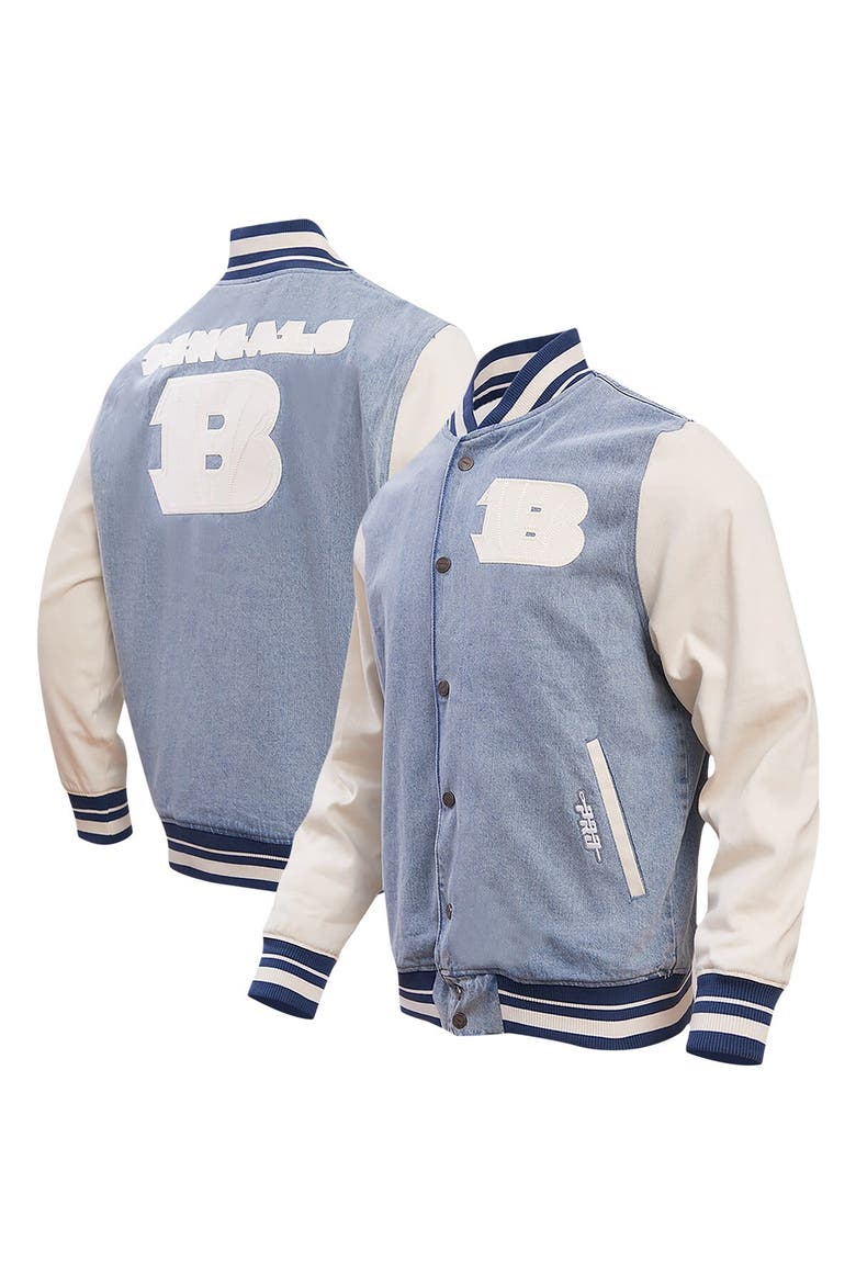Men's Pro Standard  Denim Cincinnati Bengals Varsity Blues Full-Snap Varsity Jacket, Alternate, color, Denim