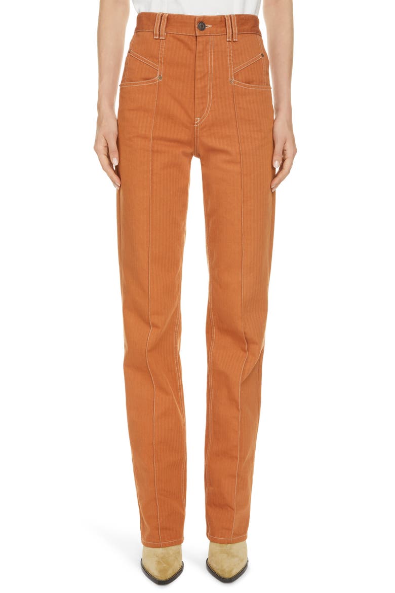 Lirokae Herringbone Straight Leg Jeans, Main, color, TERRACOTTA