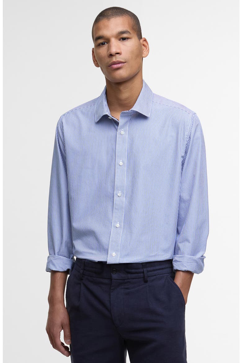Graham Tailored Fit Stripe Button-Up Shirt, Alternate, color, NAVY
