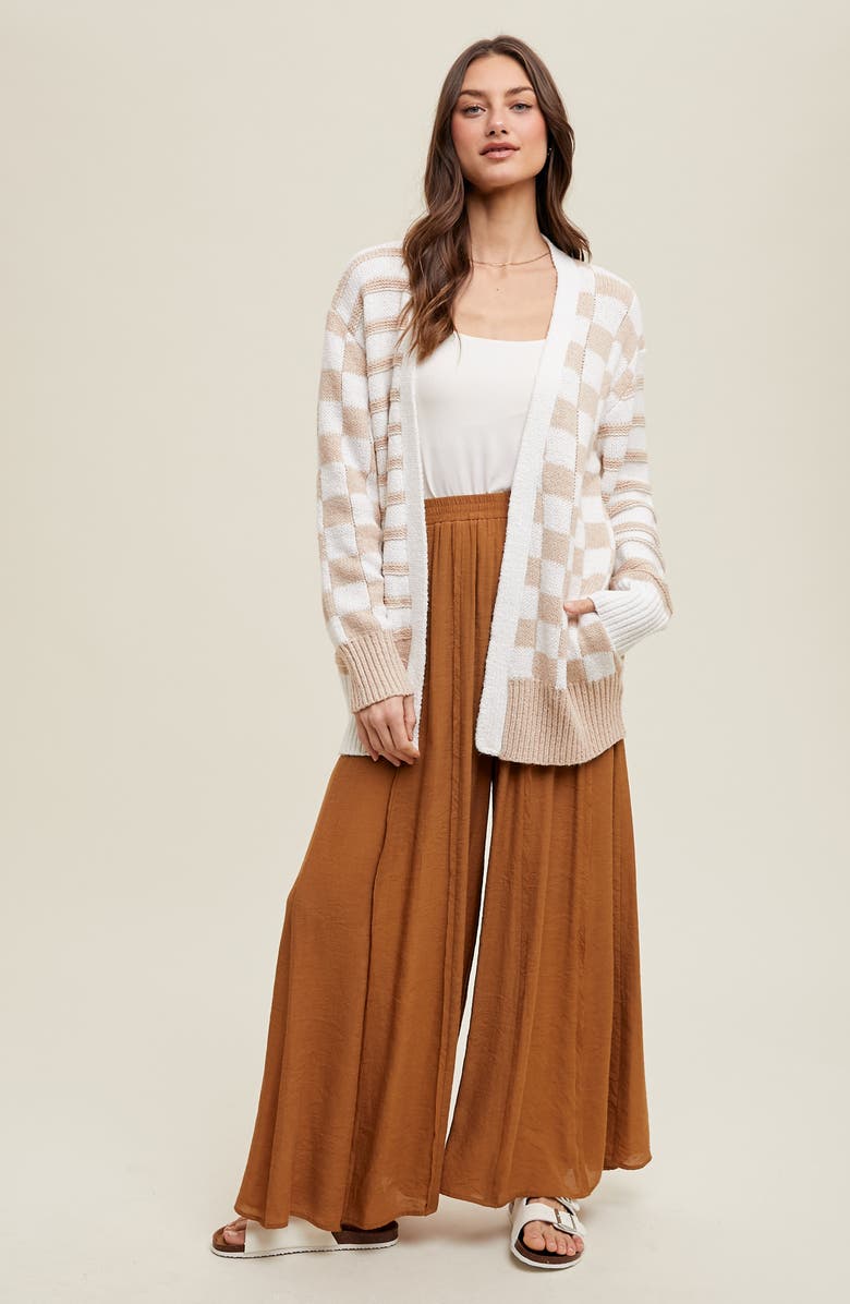 WISHLIST Mixed Cardigan, Alternate, color, Cream/ Taupe