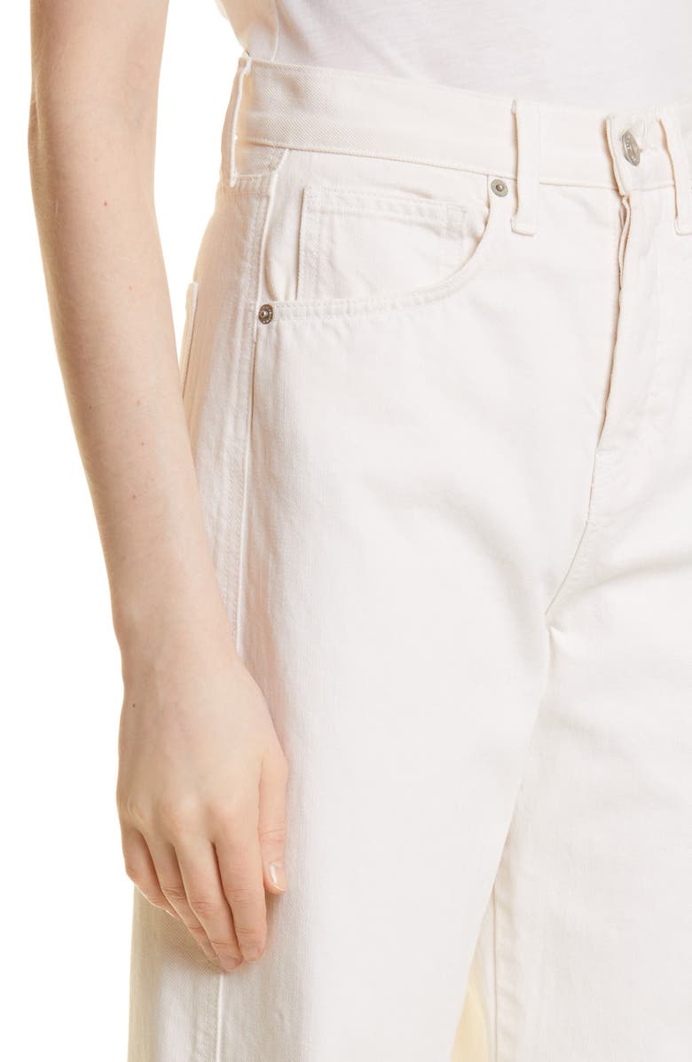 Veronica Beard Taylor High Waist Fray Hem Wide Leg Jeans, Alternate, color, Ecru