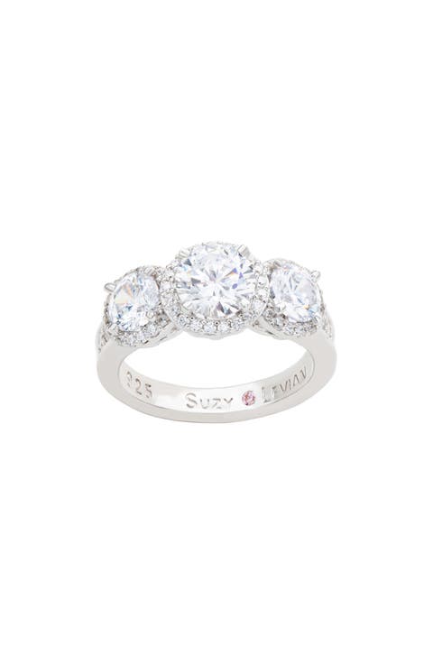 Sterling Silver Three Stone CZ Ring