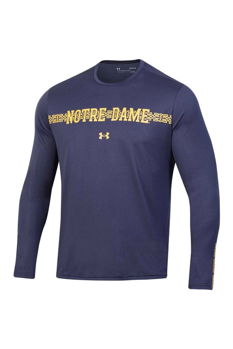 Men's Under Armour  Navy Notre Dame Fighting Irish 2023 Aer Lingus College Football Classic Performance Long Sleeve T-Shirt, Alternate, color, Navy