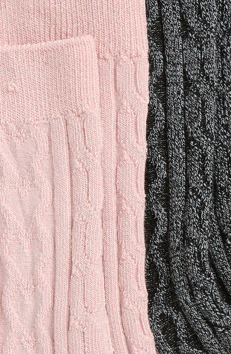 Nordstrom Kids' Assorted 2-Pack Heart Cable Crew Socks, Alternate, color, 