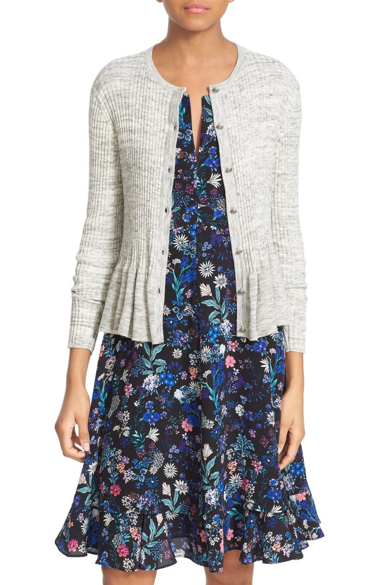 Rebecca Taylor Rib Knit Peplum Cardigan, Main, color, 