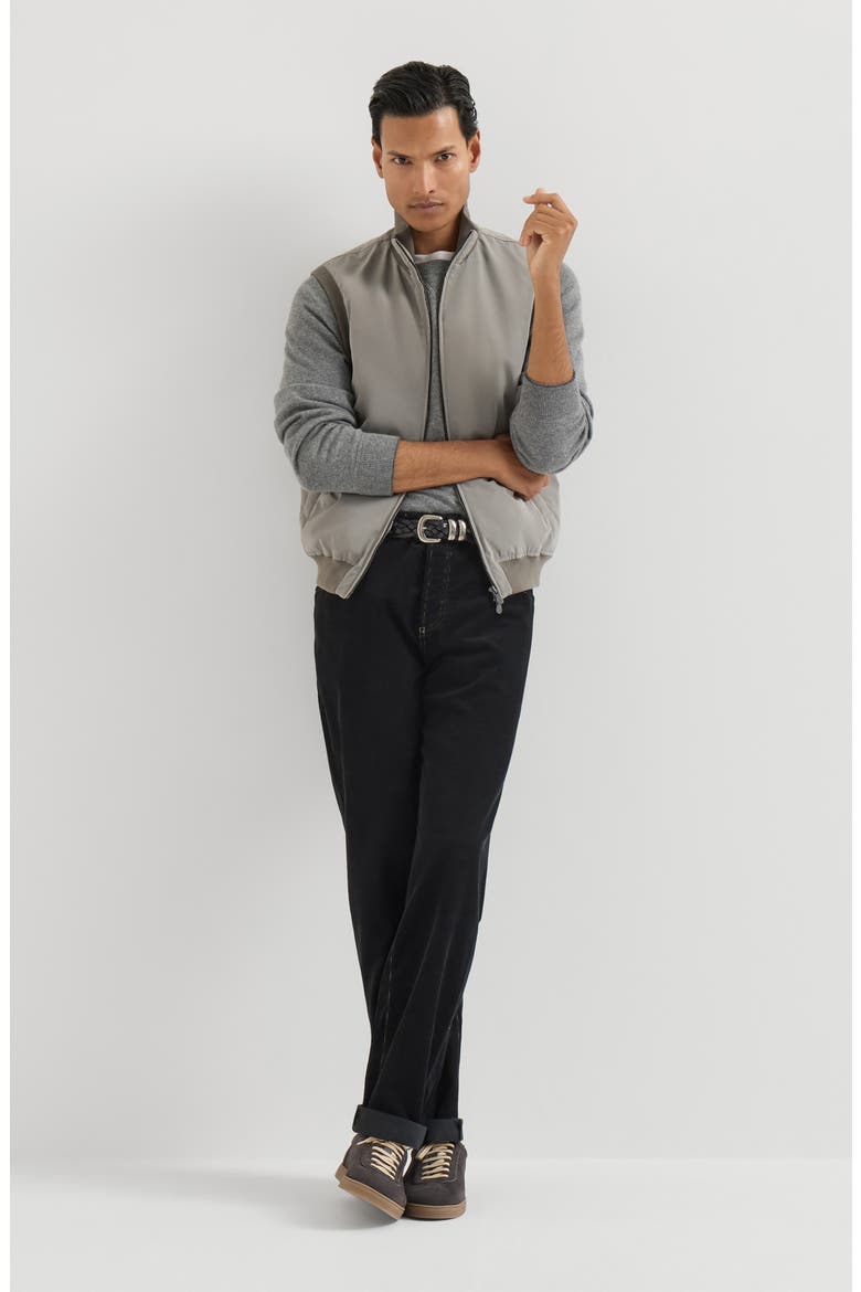 Garment-dyed five-pocket trousers in cotton narrow wale corduroy, Alternate, color, Black