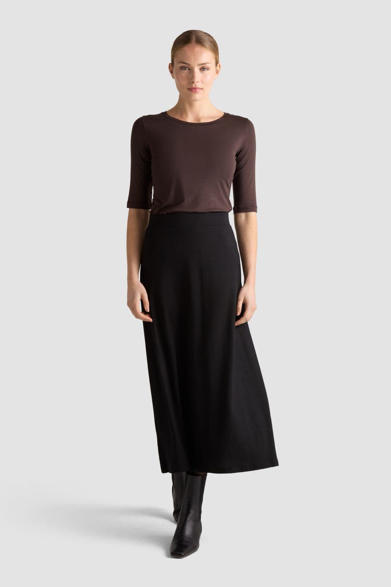 Grace A-line Jersey Midi Skirt, Alternate, color, Black