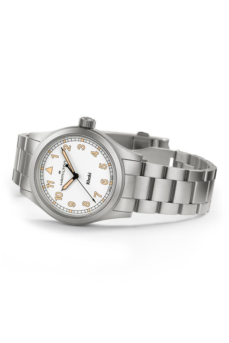 Khaki Field Bracelet Watch, 38mm, Alternate, color, WHITE