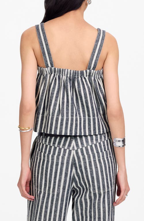 Madewell Square Neck Top In Linen Blend Stripe Stripe Twill