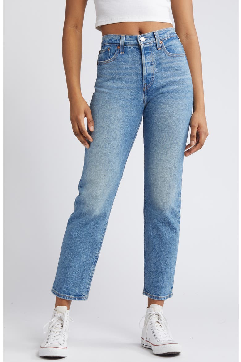 Wedgie High Waist Straight Leg Jeans, Alternate, color, CALLING ALL BLUES