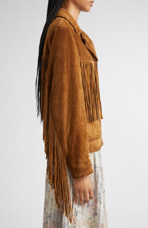 Golden Goose Fringed Leather Jacket With Collar And Suede Texture In Brown