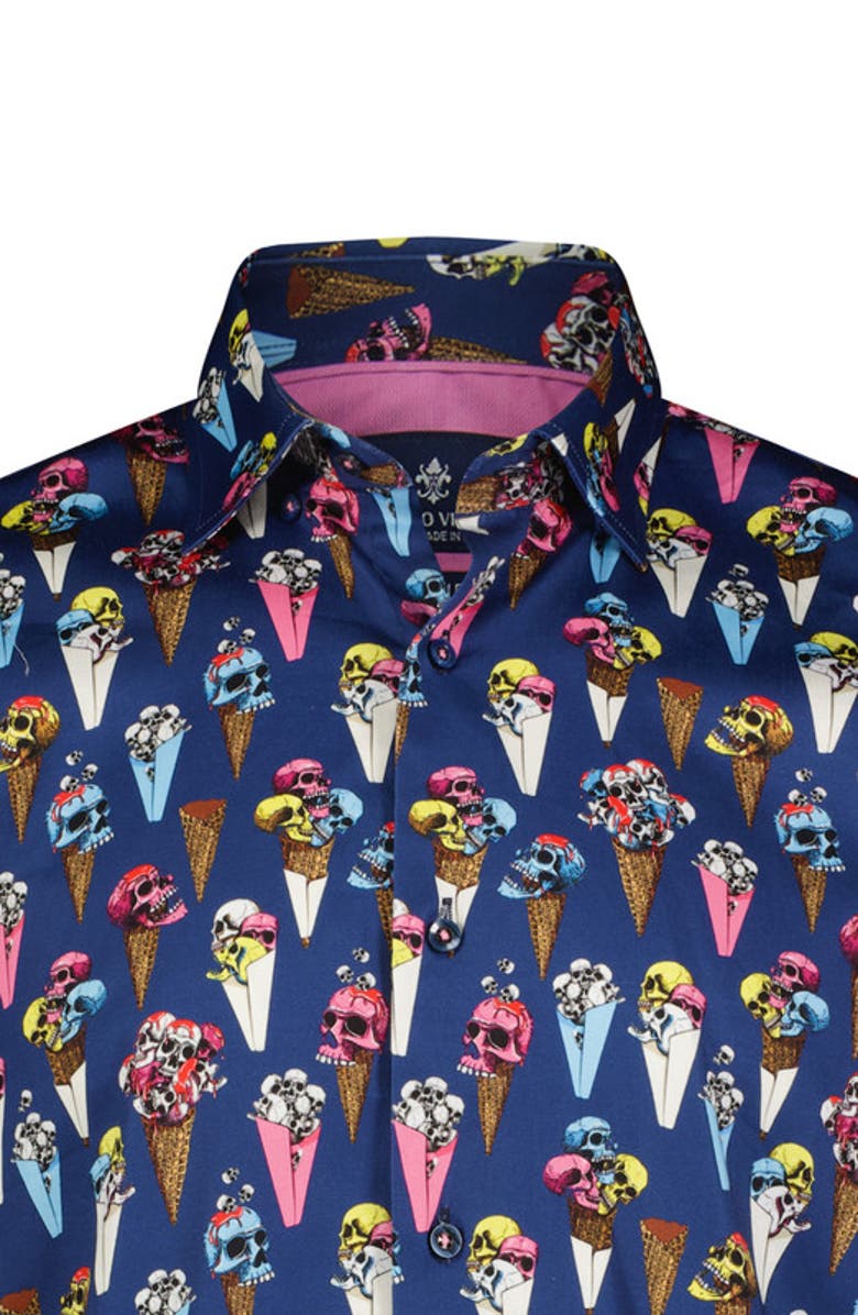 Luchiano Visconti Skull Ice Cream Print Short Sleeve Shirt, Alternate, color, 