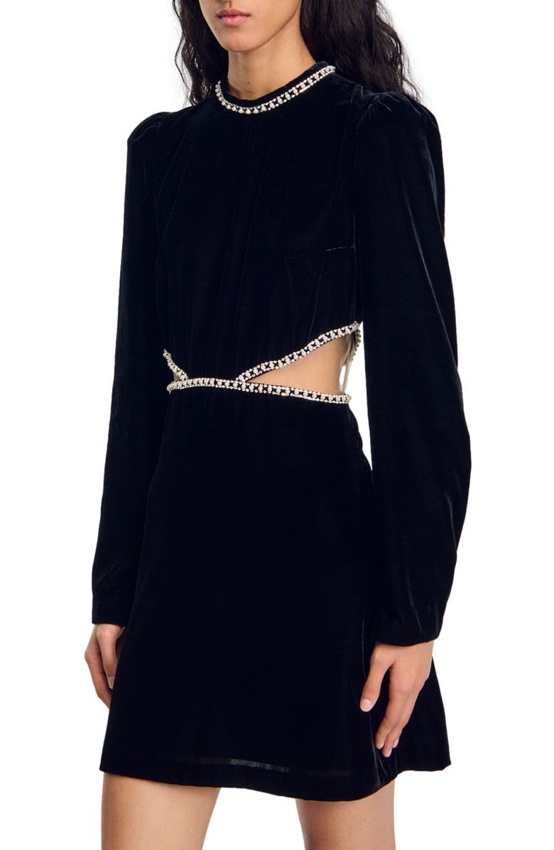 SANDRO Short velvet dress, Alternate, color, 