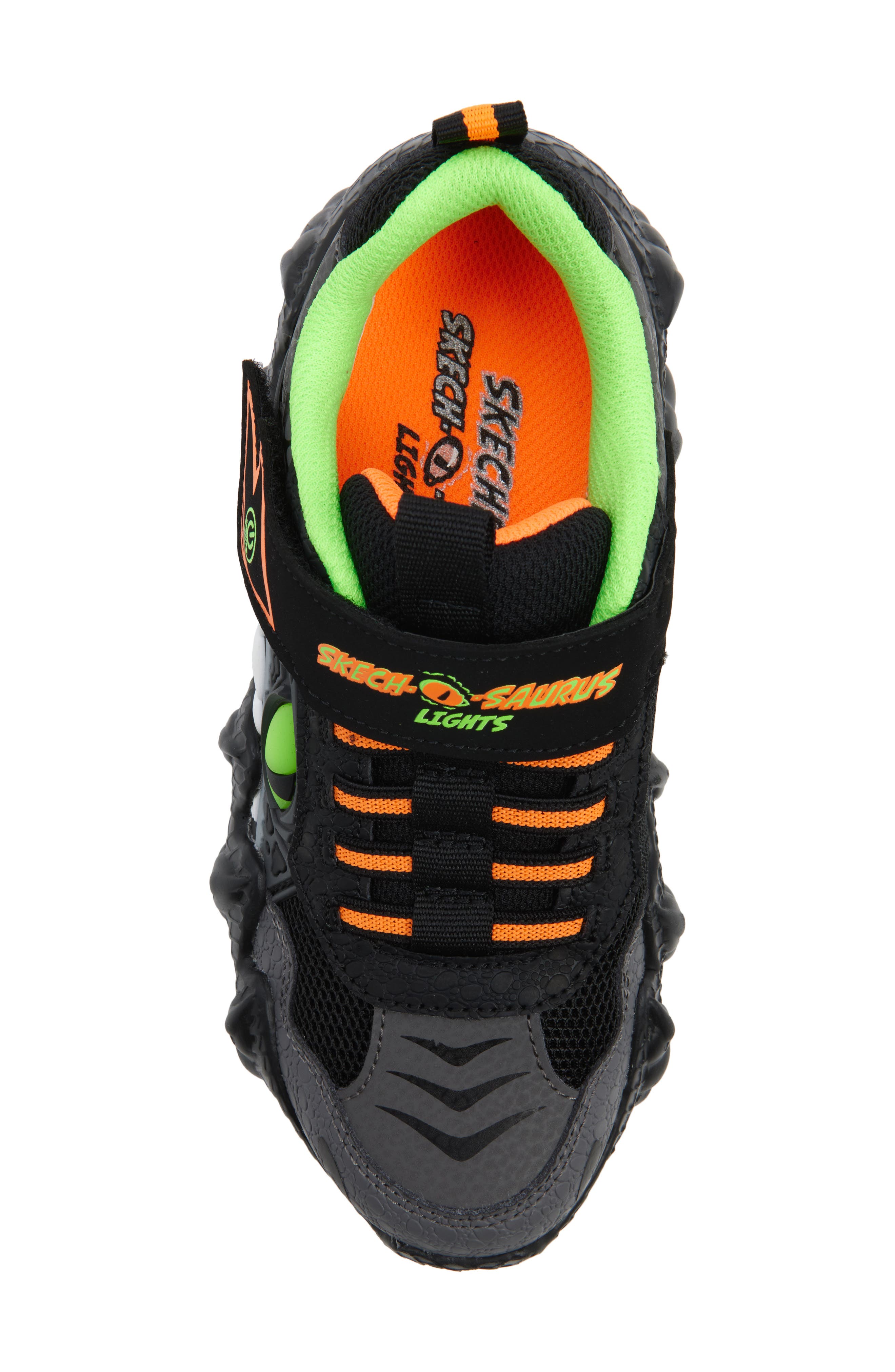 Kids' Skech-O-Saurus Light-Up Sneaker, Alternate, color, BLACK/ LIME