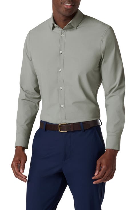 Leeward Microcheck Trim Fit Button-Up Shirt