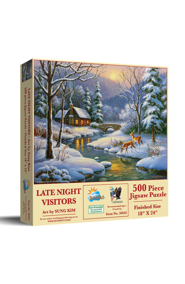 Sunsout Late Night Visitors 500 piece Jigsaw Puzzle for Adults, Main, color, Multicolor