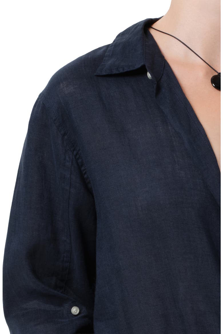 Kayla Button-Up Linen Shirt, Alternate, color, TRUE NAVY