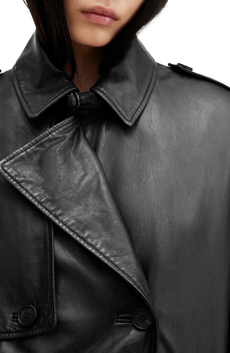 AllSaints Hendry Leather Trench Coat, Alternate, color,