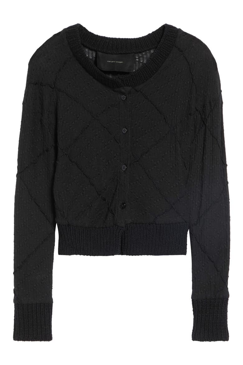 Argyle Pointelle Knit Cardigan, Alternate, color, COTTON POINTELLE
