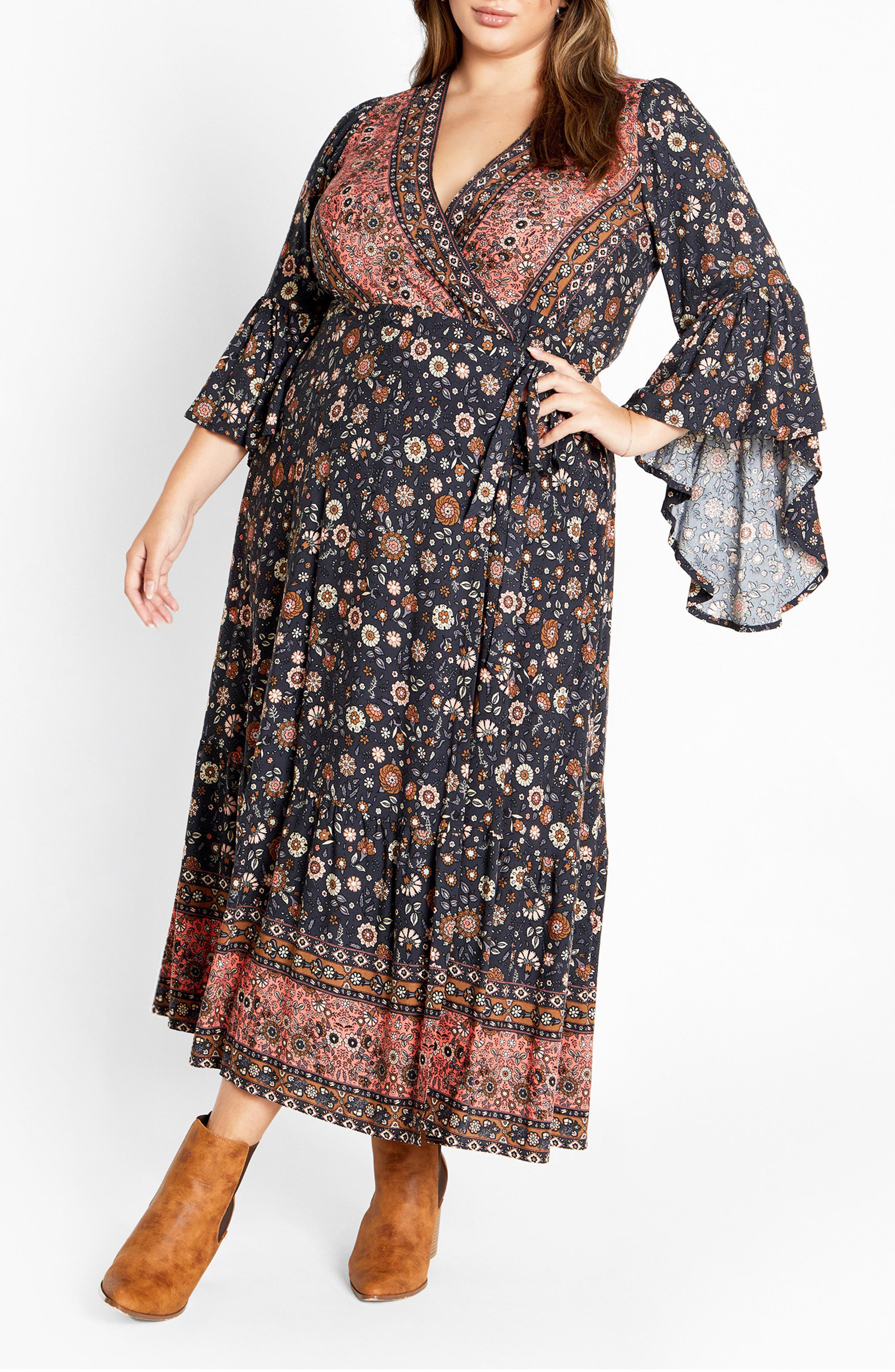 Adhara Mixed Print Long Sleeve Maxi Dress