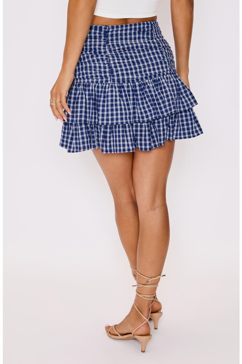 Natalie Plaid Ruffle Cotton Miniskirt, Alternate, color, BLUE PLAID