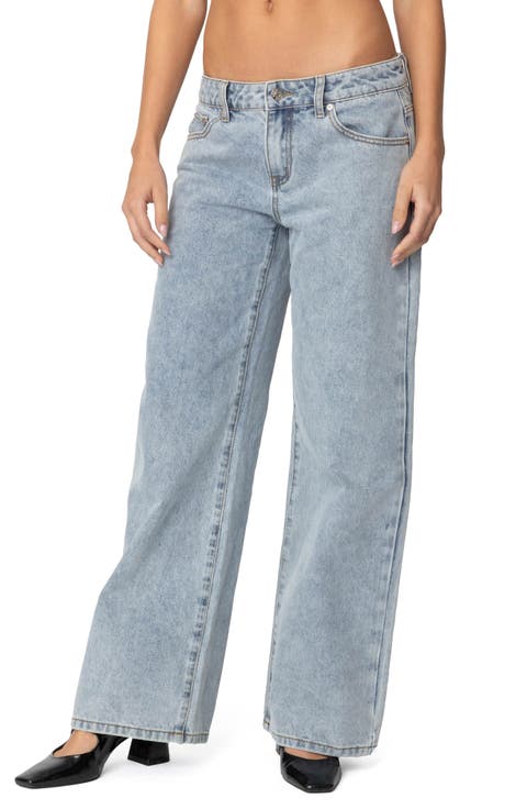 Contrast Heart Low Rise Wide Leg Jeans