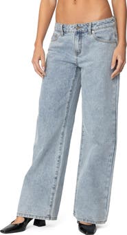 EDIKTED Contrast Heart Low Rise Wide Leg Jeans
