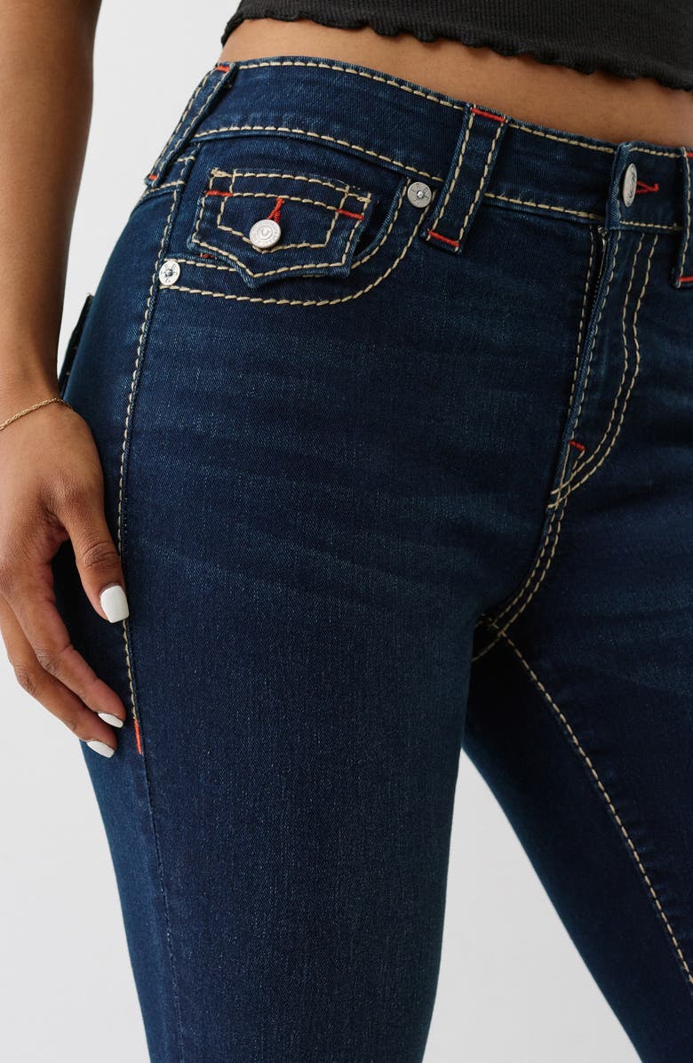 True Religion Jennie Big T Mid Rise Flap Pocket Skinny Jeans, Alternate, color, Dark Sultry Wash
