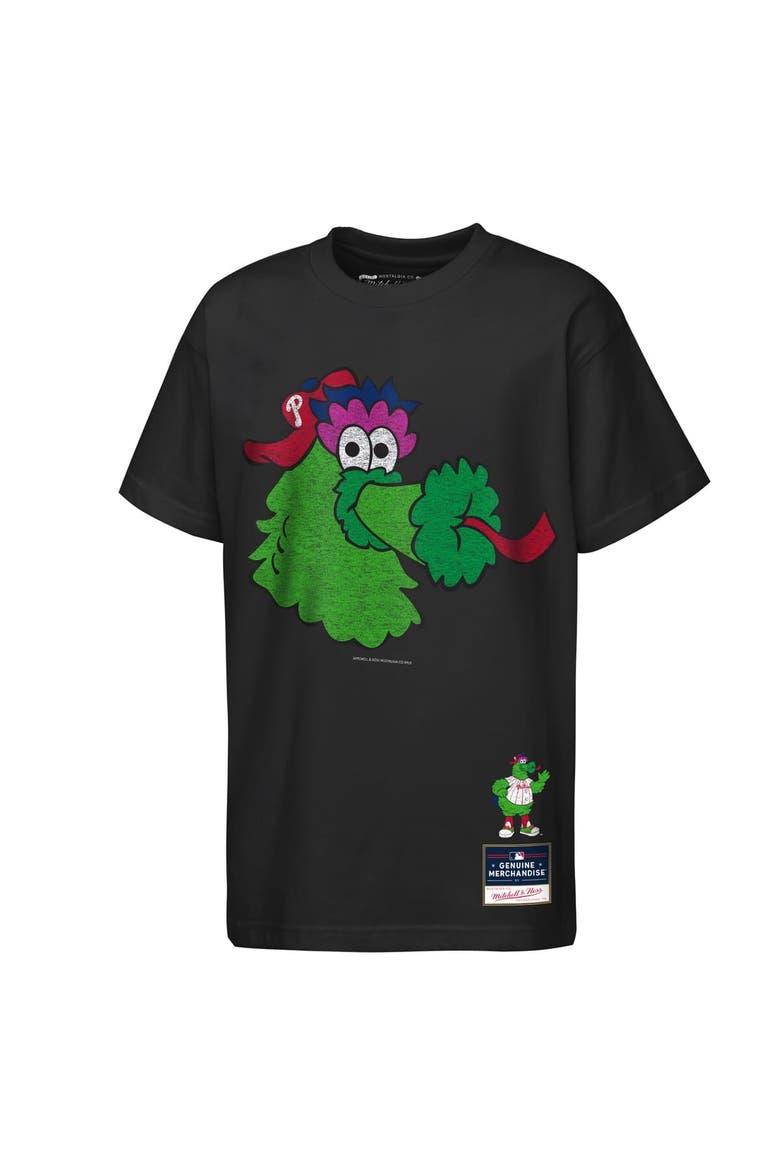 Youth Mitchell & Ness  Black Philadelphia Phillies Big Face Mascot T-Shirt, Main, color, Black
