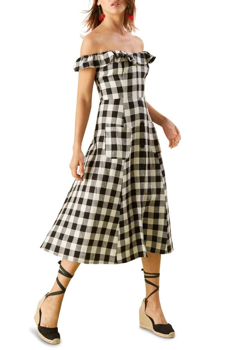 Hattie Off the Shoulder Linen Dress, Main, color, LUKE