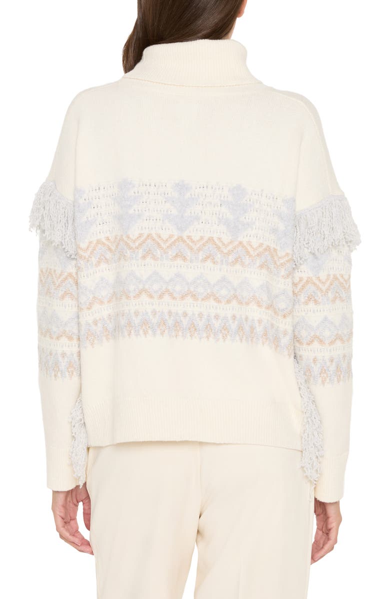 NIC+ZOE Fringe Trim Fair Isle Sweater, Alternate, color, Cream Multi