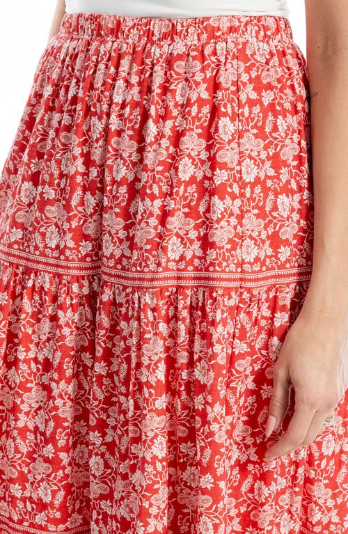 Shop Max Studio Floral Wreath Print Tiered Cotton Blend Maxi Skirt