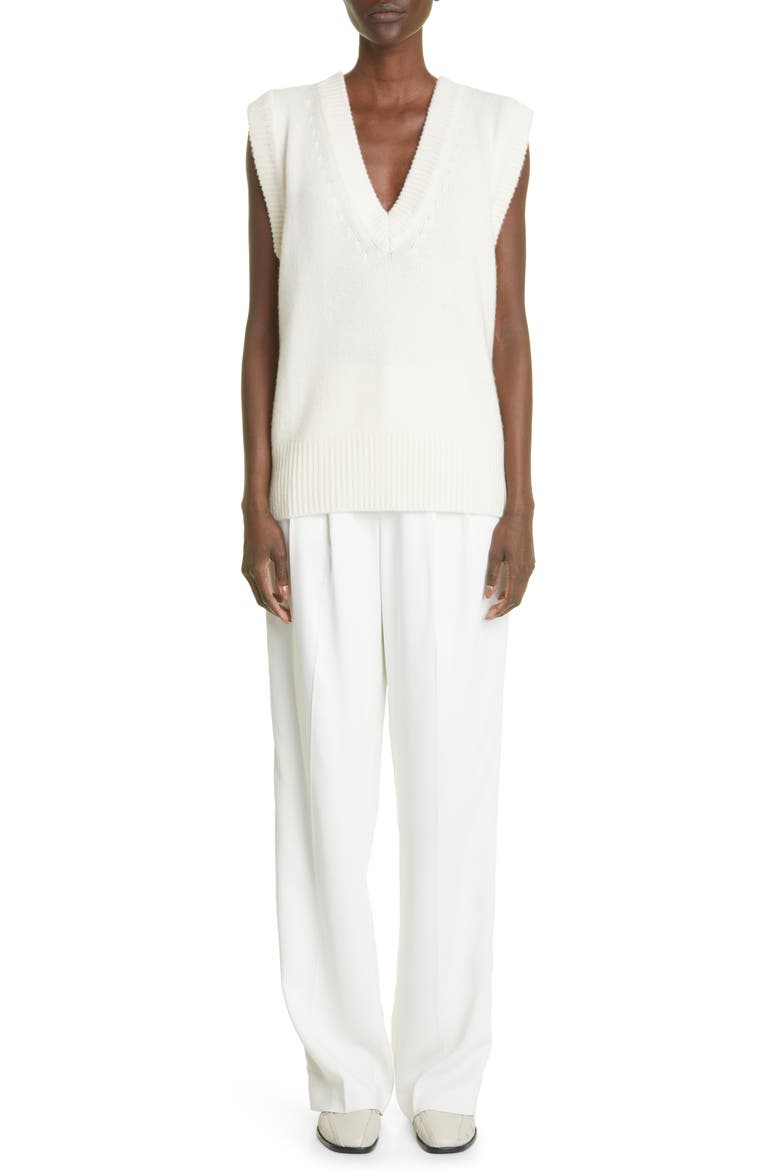 Pleat Front Stretch Trousers, Alternate, color, 110 IVORY