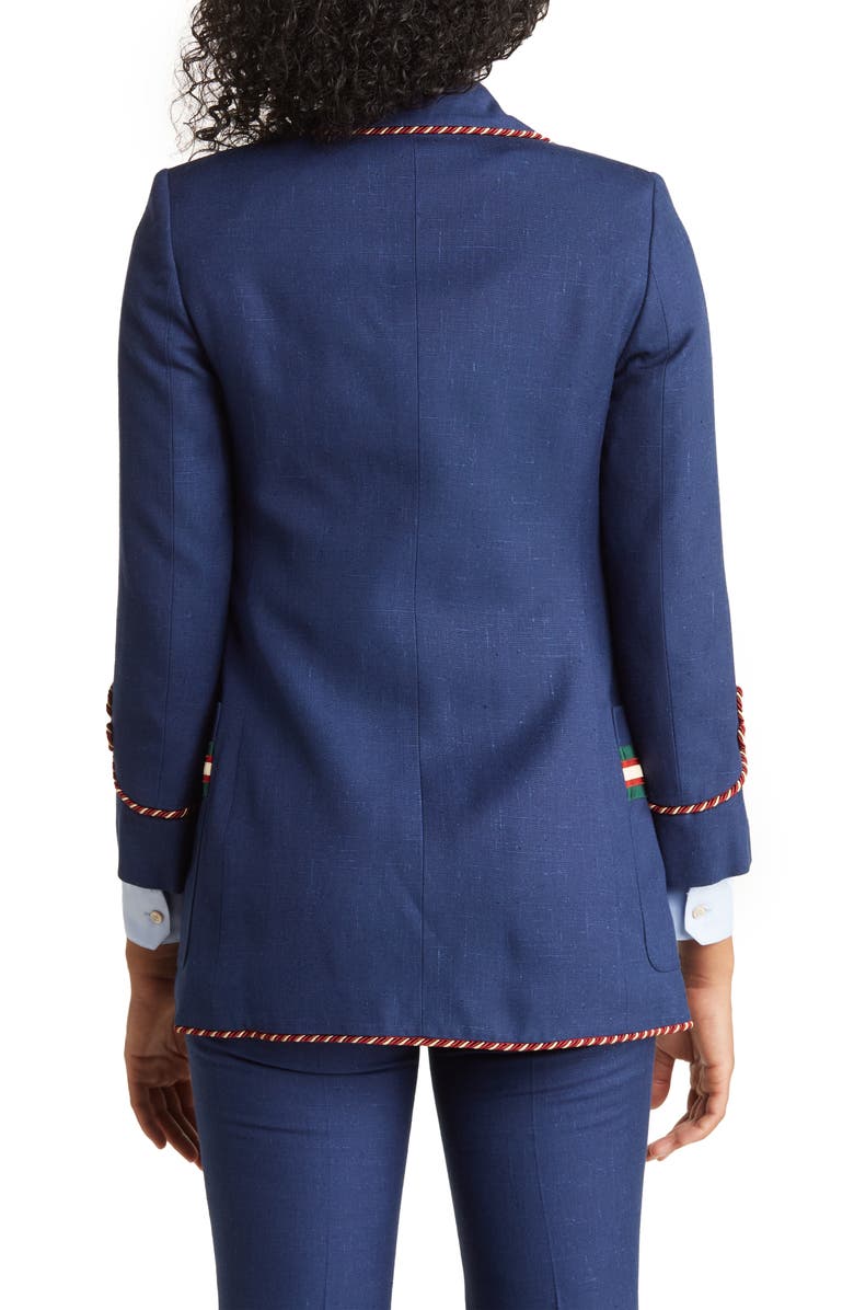 Gucci Piped Peak Lapel Jacket, Alternate, color, Blue