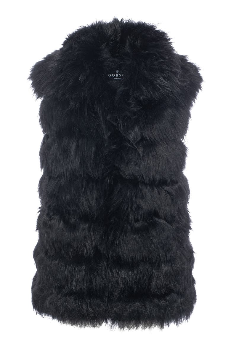 Genuine Shearling Vest, Alternate, color, BLACK